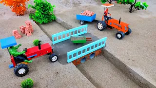 diy mini truck making bricks and metal railing bridge construction science project @KING-Farming