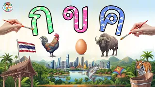 สนุกกับพยัญชนะ ก-ฮ! ทั้ง 44 ตัว พร้อมวาดรูปสวย เล่าเรื่อง | Coloring Thai Alphabet