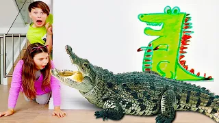 Ali and Adriana learn to drawing Animals with Numbers from 1 to 9