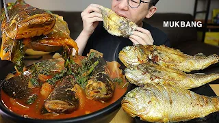 쌀쌀한 날씨에 이만한게없쥬~ㅎ 수제비넣은 🔥용암메기매운탕과 부세조기 요리 먹방 Spicy Catfish stew MUKBANG