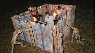 Spending 24 hours in real survival camp challenge 😰