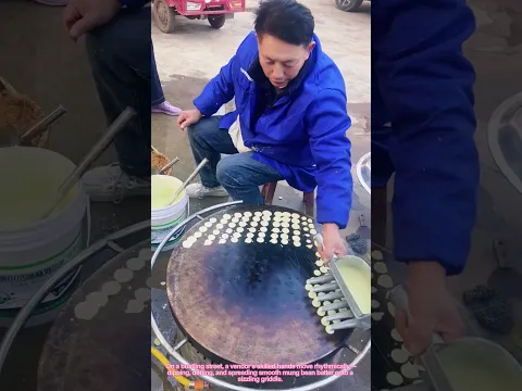 Satisfying Street Food: Mung Bean Batter Dotted on Hot Griddle!