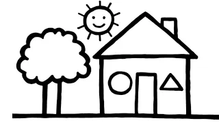 How to draw house with shapes ll step by step tutorial for kids ll easy way