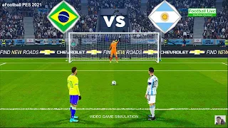 Brazil vs Argentina - Penalty Shootout | FIFA World Cup | Messi vs Neymar | eFootball PES Gameplay