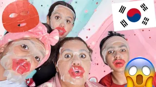 جربت الماسكات الكوريا 🇰🇷مع أولاد اختي 👩‍👧‍👦🐥 !! 😱🔥