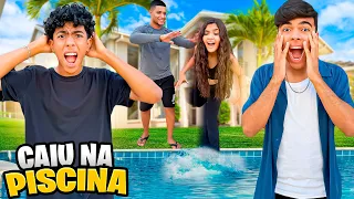 CAÍRAM NA PISCINA! *Estevão salvou a Lorena
