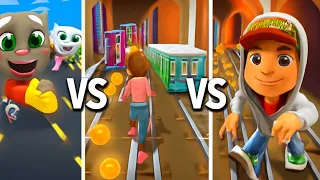 Talking Tom Gold Run vs Subway Princess Runner vs Subway Surfers | Ultimate Runner Game Showdown!