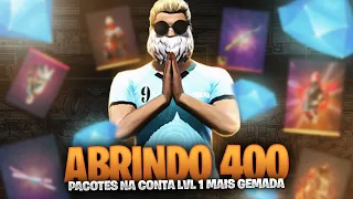 ABRINDO 400 PACOTES RAROS E ANGELICAIS NA CONTA LVL 1 MAIS GEMADA DO FREE FIRE