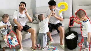 Dad Knocks Over Food, Cute Baby Throws Away His Phone#comedy #cutebaby#funnyvideos#smile
