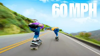 60 MPH Skateboard Race, Winner Gets $500!