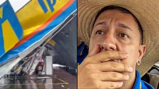 CAIU O TELHADO DO POSTO NA CHUVA E TROVÕES
