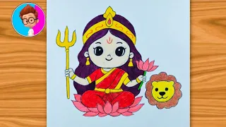 Easy Durga Mata Drawing | Navratri Special Art Tutorial | How To Draw Durga Mata 