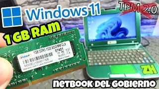 WINDOWS 11 EN NETBOOK DEL GOBIERNO CON 1GB DE RAM SIN TPM 2.0 INSTALAR EN EQUIPOS DE BAJOS RECURSOS