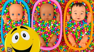 3 Minutes Satisfying with Full of 3 Rainbow BathTubs Candy with M&M's & Magic Slime Cutting Video 11