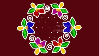 Very easy & simple rangoli with 11*6dots | Sankranthi muggulu | Easy kolam | @TrendyAnimation |
