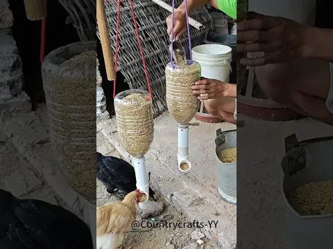 🐓🐥👨‍🌾‍معلف دجاج منزلي الصنع باستخدام زجاجات بلاستيكية