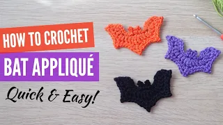 How to Crochet my Bat Applique EASY BEGINNER 🦇 