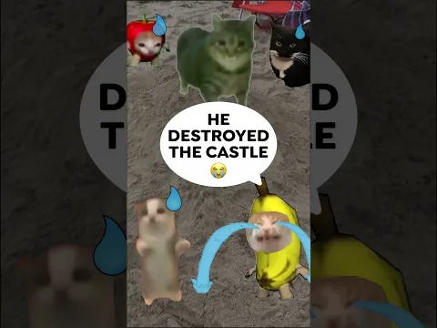 BANANA CAT - SAND CASTLE POLICEMAN 🏰👮‍♂️ #funny #catmemes #bananacat #happycat