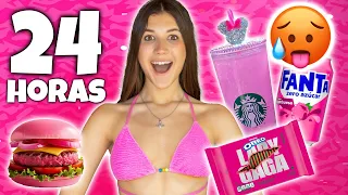 24 HORAS COMPRANDO y COMIENDO solo COMIDA ROSA
