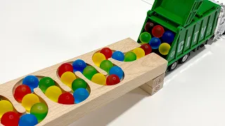 Marble Run Race ☆ HABA Slope, Dump Truck & Garbage Trucks #2