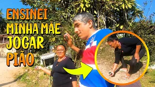 TUTORIAL DE COMO RODAR "JOGAR" PIÃO DE MADEIRA COM MINHA MÃE