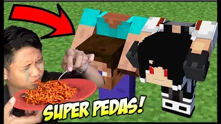 WAWW ! LIFE HACK MINECRAFT MENUKAR KEP4LA STEVE 99% LUCU ! AUTO KAALAH MAKAN SAMYANG PEDAS LEVEL 100