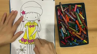 Раскрась картинку с собакой и девочкой
