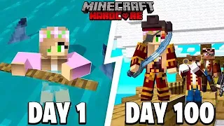 I Survived 100 DAYS LOST AT SEA in Minecraft