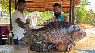 Wow! 28Kg Big Catla Fish Cutting Skills In Village Fish Market| Sri Lanka Fish Cutting Skills