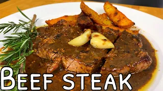 How to cook beef steak || quick and easy beef steak || ستيك اللحم ||  ستيك لحم بصوص الفلفل الاسود