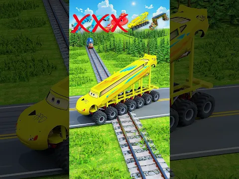 Big and Small McQueen Cars VS Train: Who can win again?
