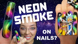 Is this even possible…NEON SMOKE nail art tutorial! 🌈💅🏻