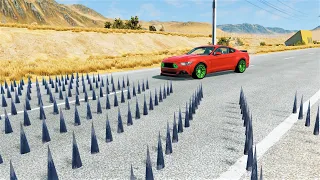 Cars vs Spikes - BeamNG.Drive