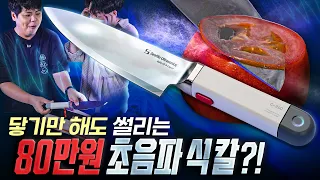 닿는 순간 식재료가 자동으로 썰려나간다는 80만원짜리 초음파 식칼을 사봤습니다.