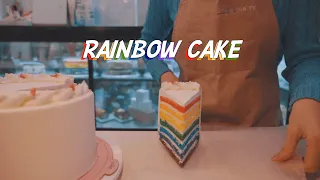 cafe vlog | Sweetie day with Sweetie Rainbow Cake, Strawberry Milk Ice Cream, Blueberry Latte