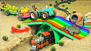 Diy Tractor & Mini Bulldozer to making concrete road | Construction Vehicles,  #18 @sunfarming7533