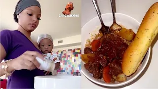 Halle Bailey Cooking Beef Stew With Her Little Helper Halo ♥️