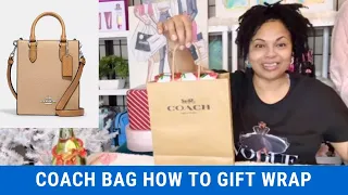 🤗 COACH NORTH SOUTH MINI TOTE REVEAL COACH BAG HOW TO GIFT WRAP CHRISTMAS PRESENT #coach #giftwrap