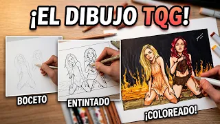 Dibujando a Shakira y Karol G en la escena del fuego de #TQG
