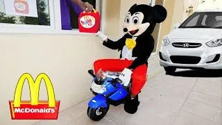 Mickey Mouse McDonald's Drive-Thru Prank! Ft. Frozen Elsa, Hulk & Spiderman
