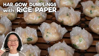Shrimp & Chicken Dumplings with Rice Paper 🥟 Easy Har Gow + Shrimp Pancakes 🦐 Dim Sum at Home!