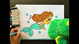 Como dibujar a Ariel | La Sirenita | Para niños de 5 a 6 | Dibujos fáciles | Disney | Inglés| Títere