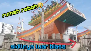 Proses penurunan KM Diana putri yang terhimpit rumah warga