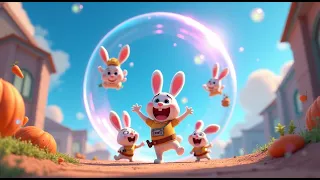 “Bouncy Bunny Family – The Bubble Blaster Adventure! 🫧🐰 | Funny Cartoon for Kids”