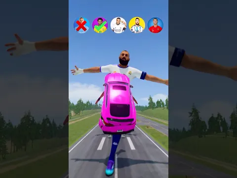 🚘CR7 vs Messi vs Neymar vs Mbappe vs Football Player Characters ⚽️#beamngdrive #football #shorts