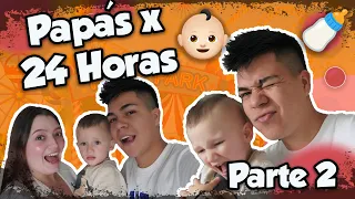 24 HORAS SIENDO PAPÁS👶🏻🍼 /PT2 "Cambiamos muchos pañales" 💩