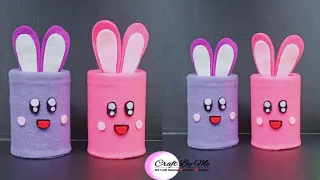 Membuat Tempat Pensil Kain Flanel Bentuk Kelinci | Ide Kreatif Tempat Pensil | Pen Stand Craft Ideas