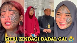 Indonesian tattoos girl Come to the path of Islam | Allahu Akbar | Mondy Hidup Tattoo