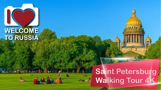 Walking Tour in Russia 🇷🇺 | Beautiful Saint Petersburg Alexander Garden | 4K