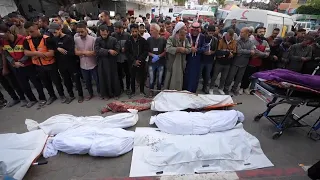 Funerals held in Deir al Balah for people killed in airstrikes